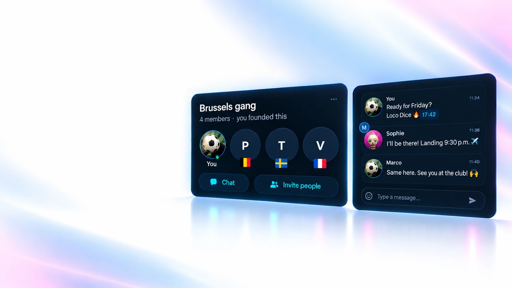 Crew card with members and the crew chat